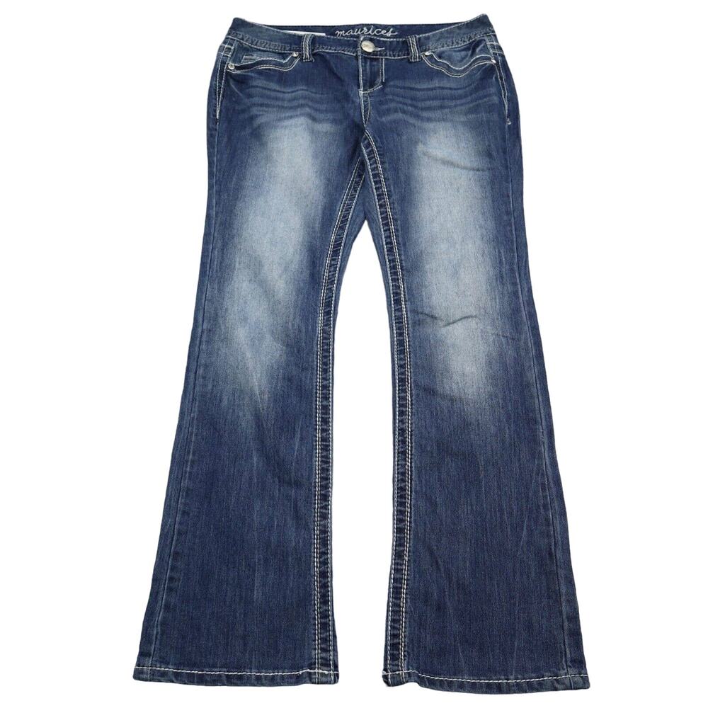Maurices Pants Womens 7 Blue Short Low Rise 5 Pocket Design Boot Cut Jeans